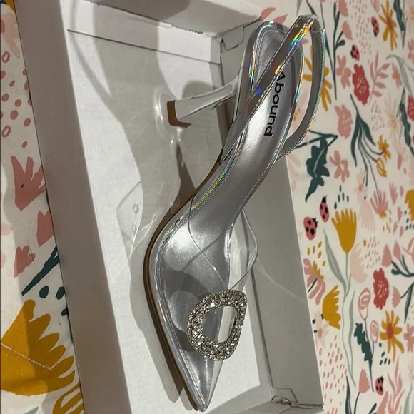 Abound Silver Stiletto Heels with Crystal Embellishment - Picture 2 of 3